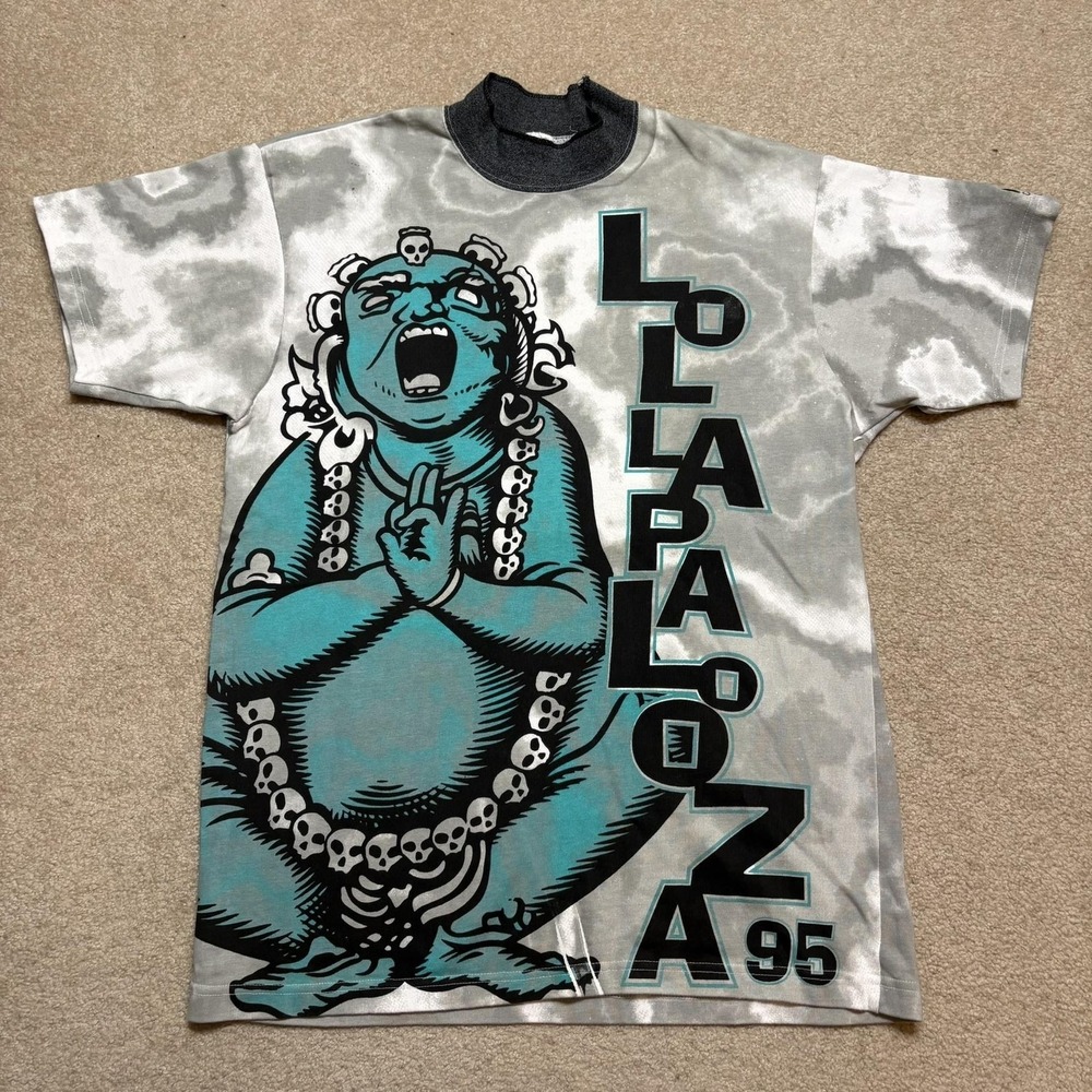 Vtg Lollapalooza 95 Shirt Mens XL AOP Graphic MCA Concerts Canada 2 Day Show 90s